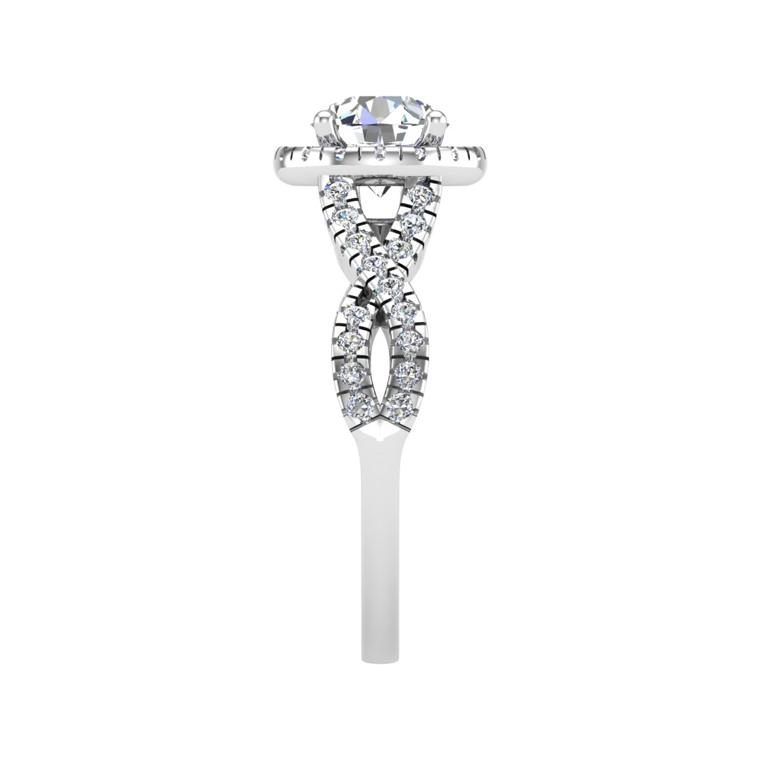 Zoey Twist style Halo Engagement Ring